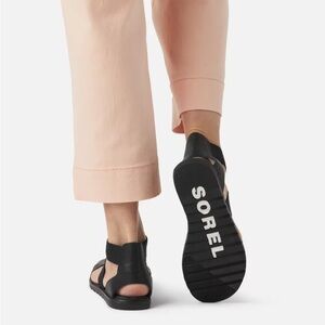 Sorel Women’s Ella II Sandals Black Leather size 8